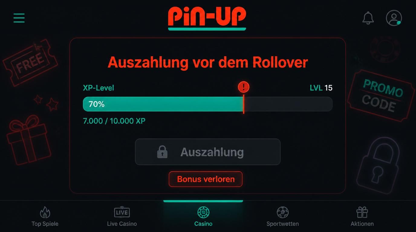 Ein Fortschrittsbalken stoppt abrupt – Auszahlung vor Ablauf des Rollover führt zum Verlust des Bonus